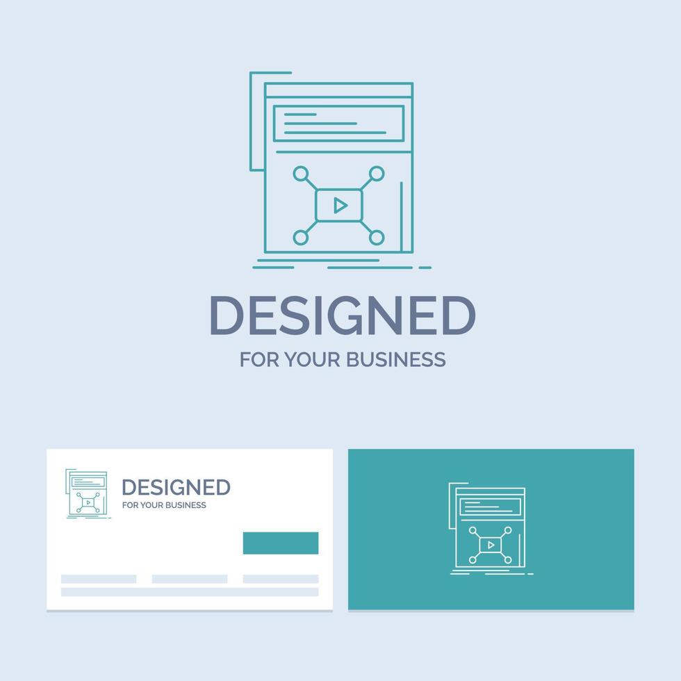 Marketing. page. video. web. website Business Logo Line Icon Symbol for your business. Turquoise Business Cards with Brand logo template vector