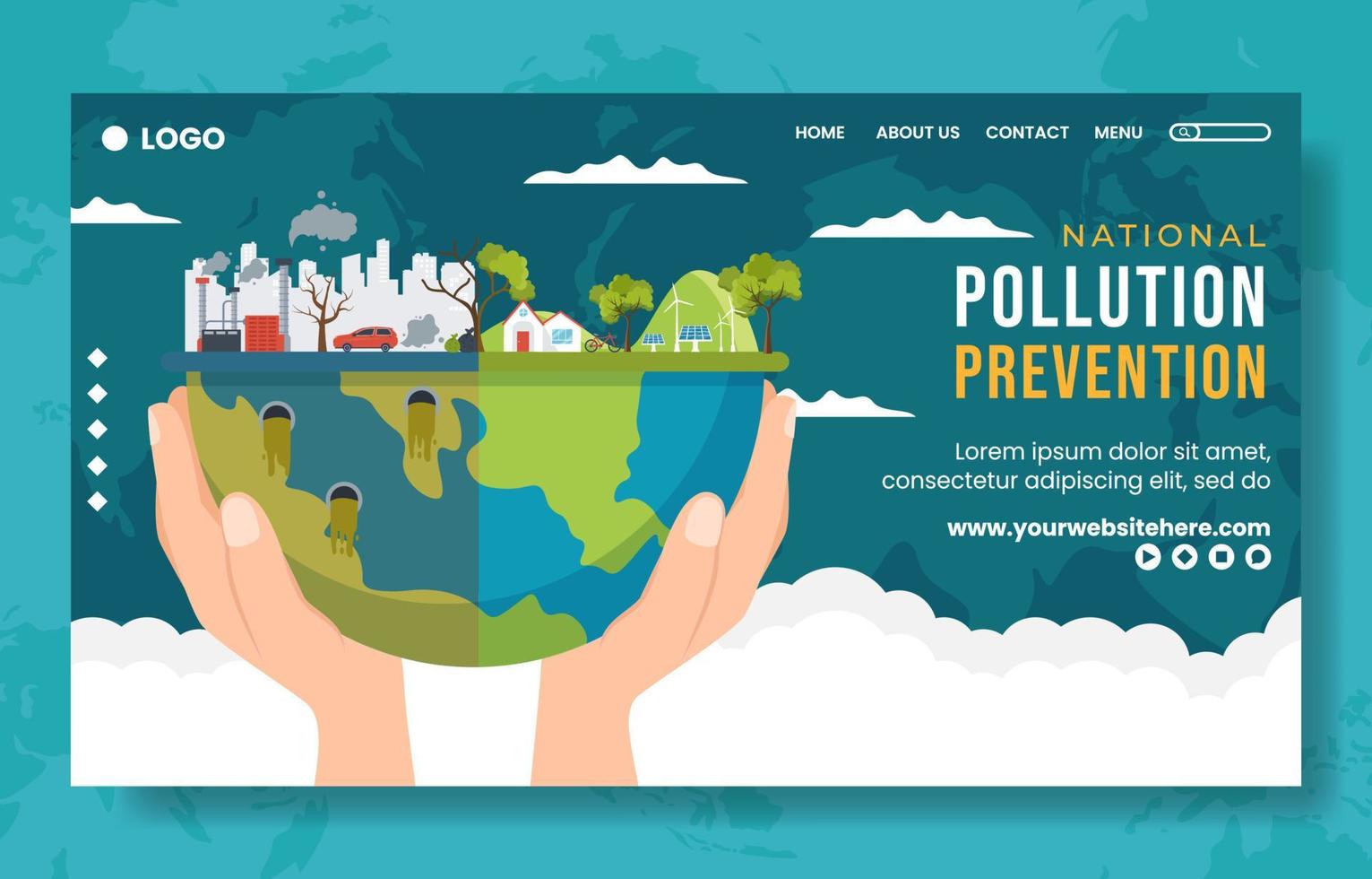 National Pollution Prevention Day Landing Page Flat Cartoon Hand Drawn Templates Illustration vector