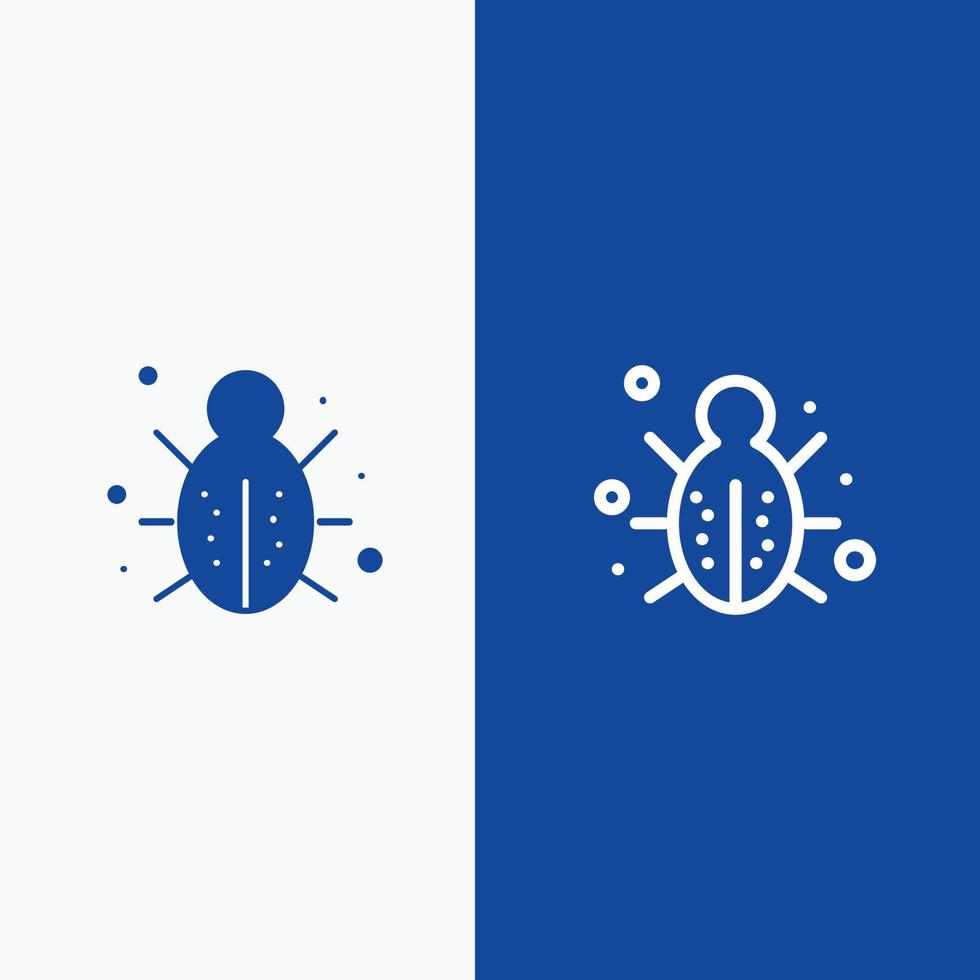 Bug Internet Network Protection Security Line and Glyph Solid icon Blue banner Line and Glyph Solid vector