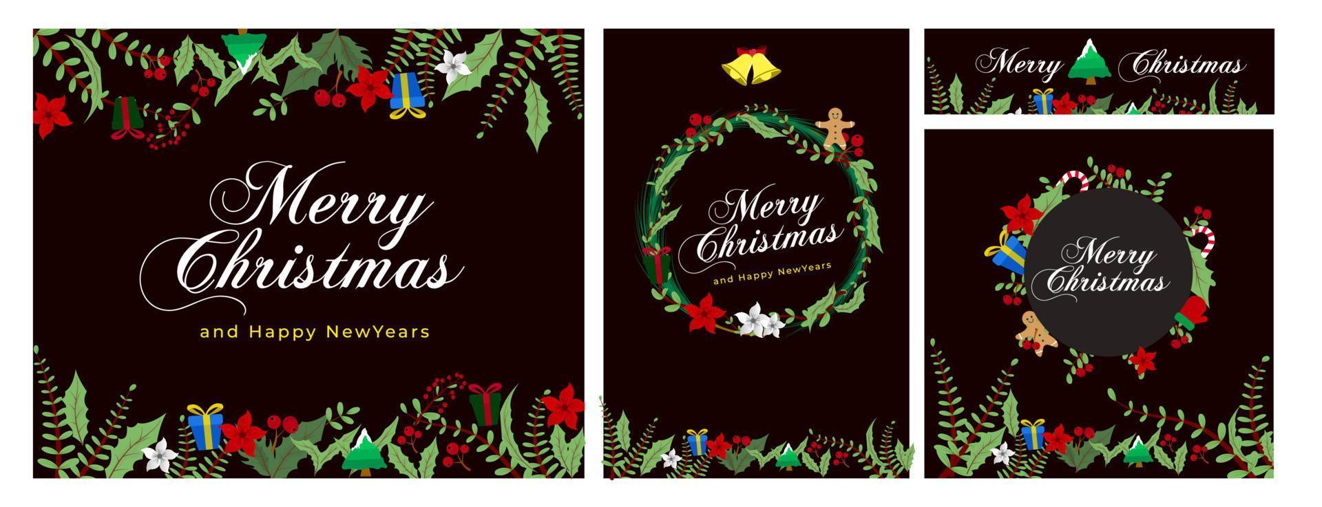 Set of banner Vector illustration christmas day and happy new year