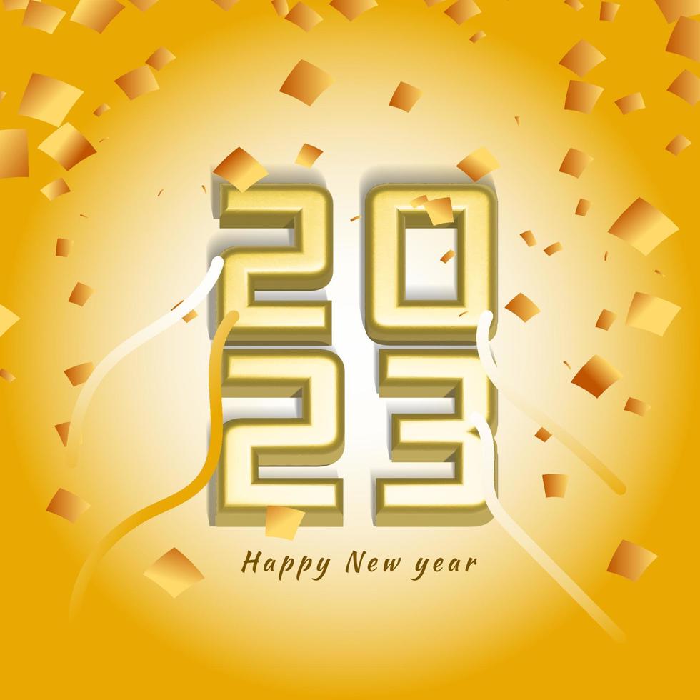 Vector illustration gold banner happy new year 2023