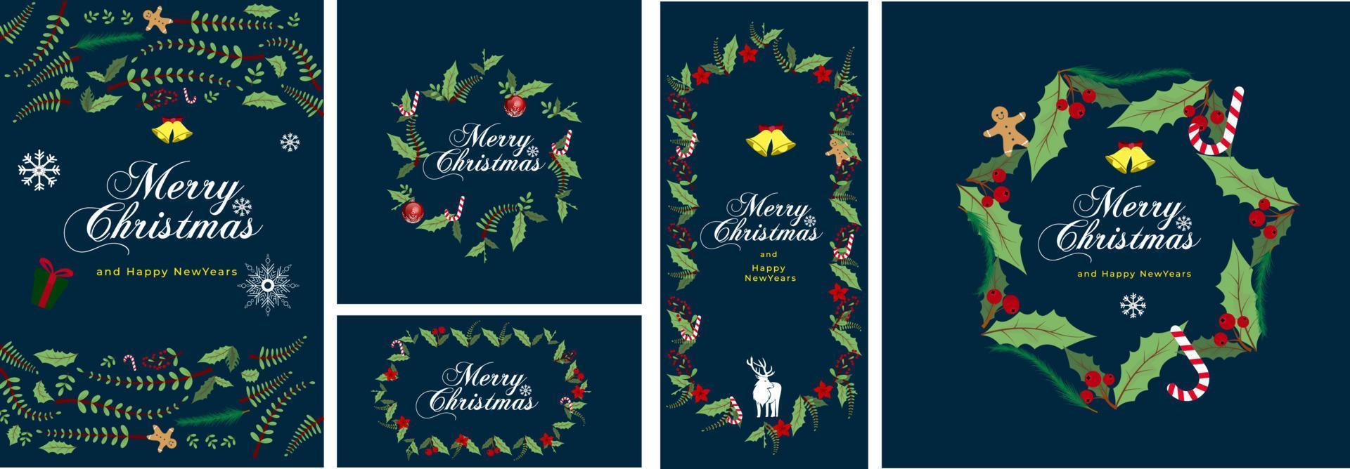Set of banner illustration christmas day card templates vector