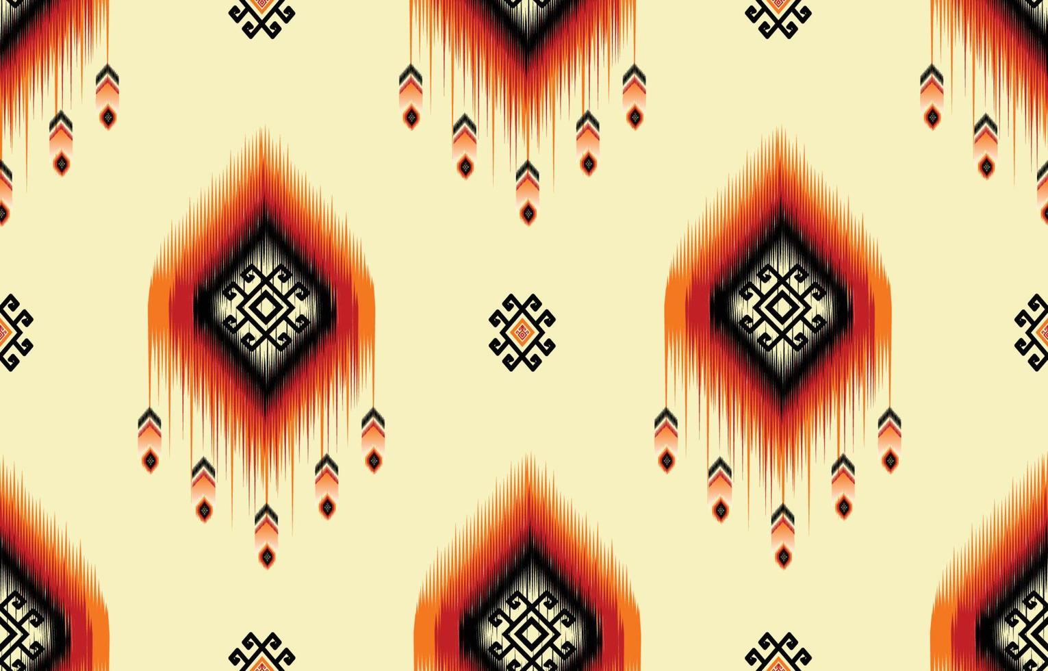 patrón de ikat colorido, estilo de arte étnico oriental ikat sin costuras. diseño para fondo, alfombra, papel tapiz, ropa, envoltura, batik, tela, telón de fondo, sarong e ilustración vectorial. estilo de bordado vector