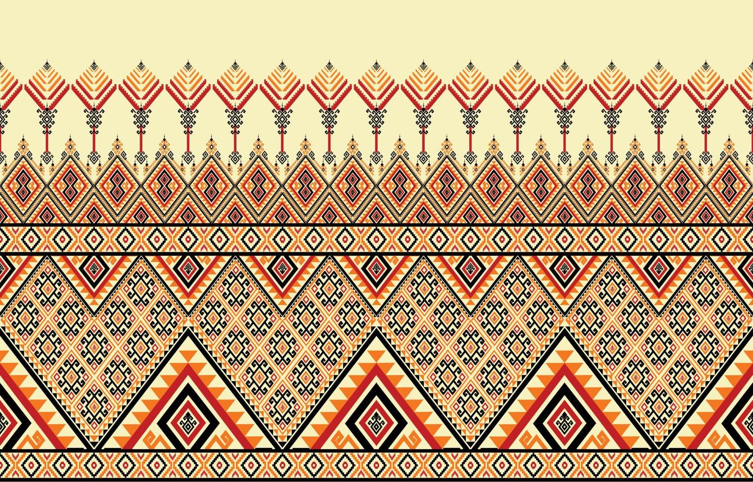 diseño tradicional de patrones sin fisuras de ikat oriental étnico geométrico para fondo, alfombra, papel pintado, ropa, envoltura, batik, tela, patrón de colores, ilustración vectorial. estilo de bordado vector