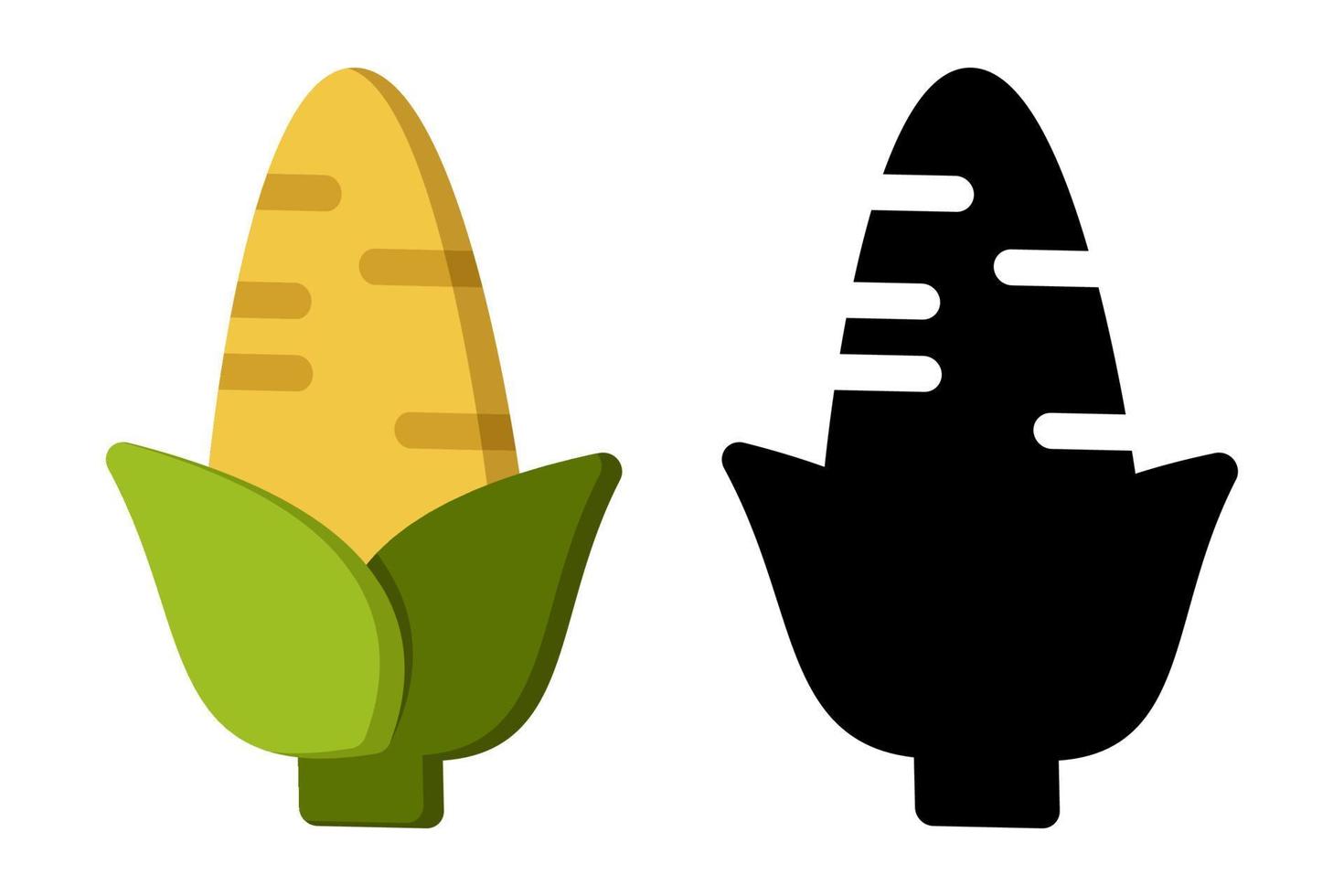 Silhouette of corns and black color. Vegetable and food. Diet sign vector graphics. Corns isolated black and color icons vector silhouette. Corns flat icon. Vector illustration