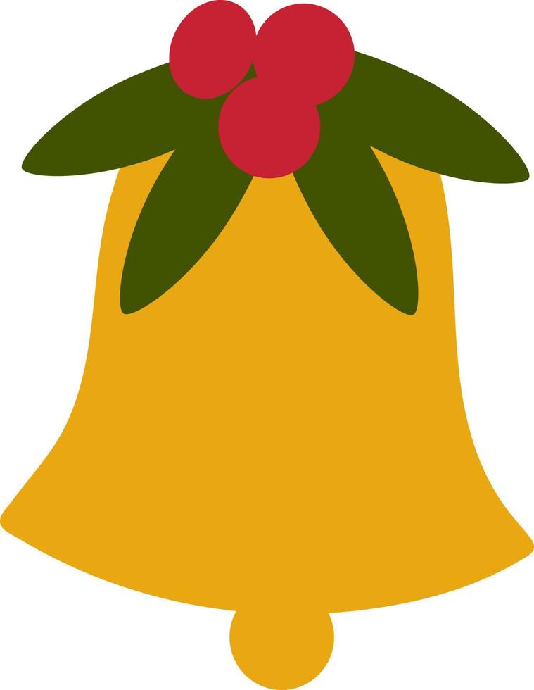 Christmas bell with leaves and berries. vector