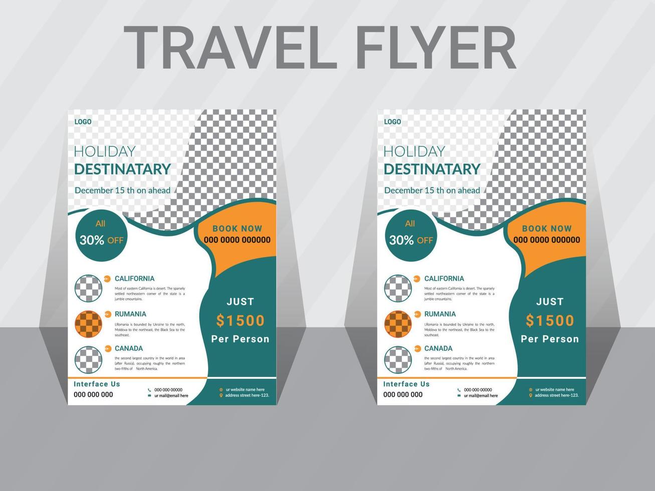 Travel tourism flyer design template, vector visiting poster design layout.