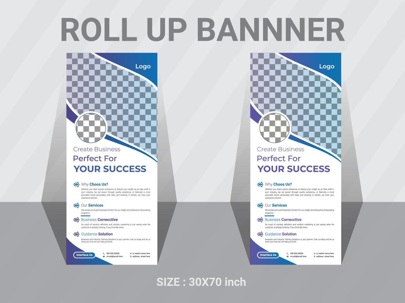 Business Roll Up banner design template. Standee Design vector file,  Presentation and Brochure Flyer. modern corporate banner design layout.