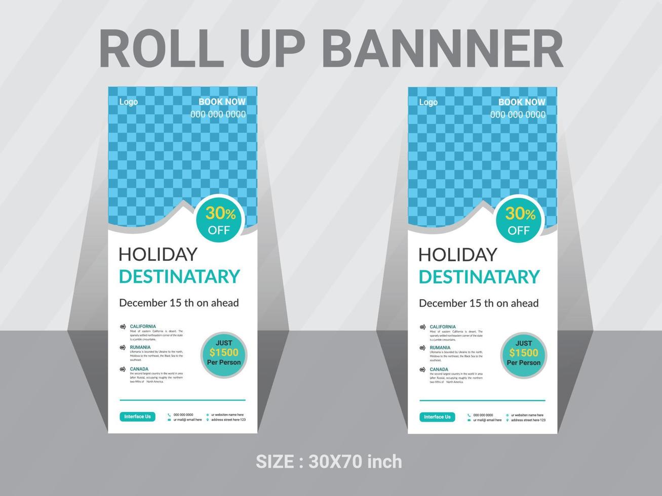 Travel roll-up stand banner template design,advertising tour banner design layout, vectir Roll Up Banner Design For Travel Agency. vector