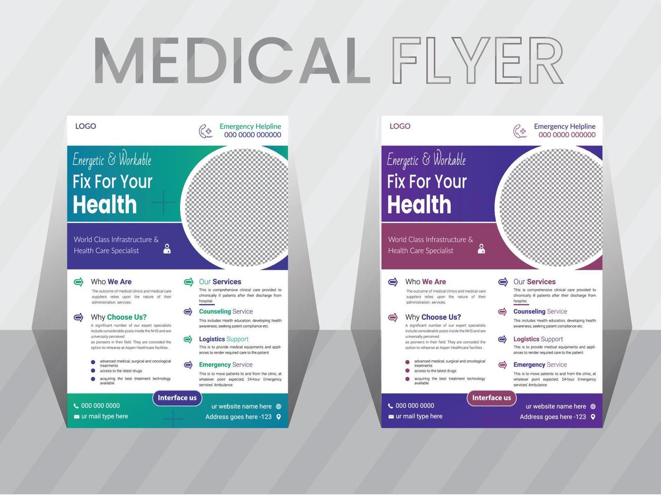 Medical healthcare flyer design template, vector poster design layout.