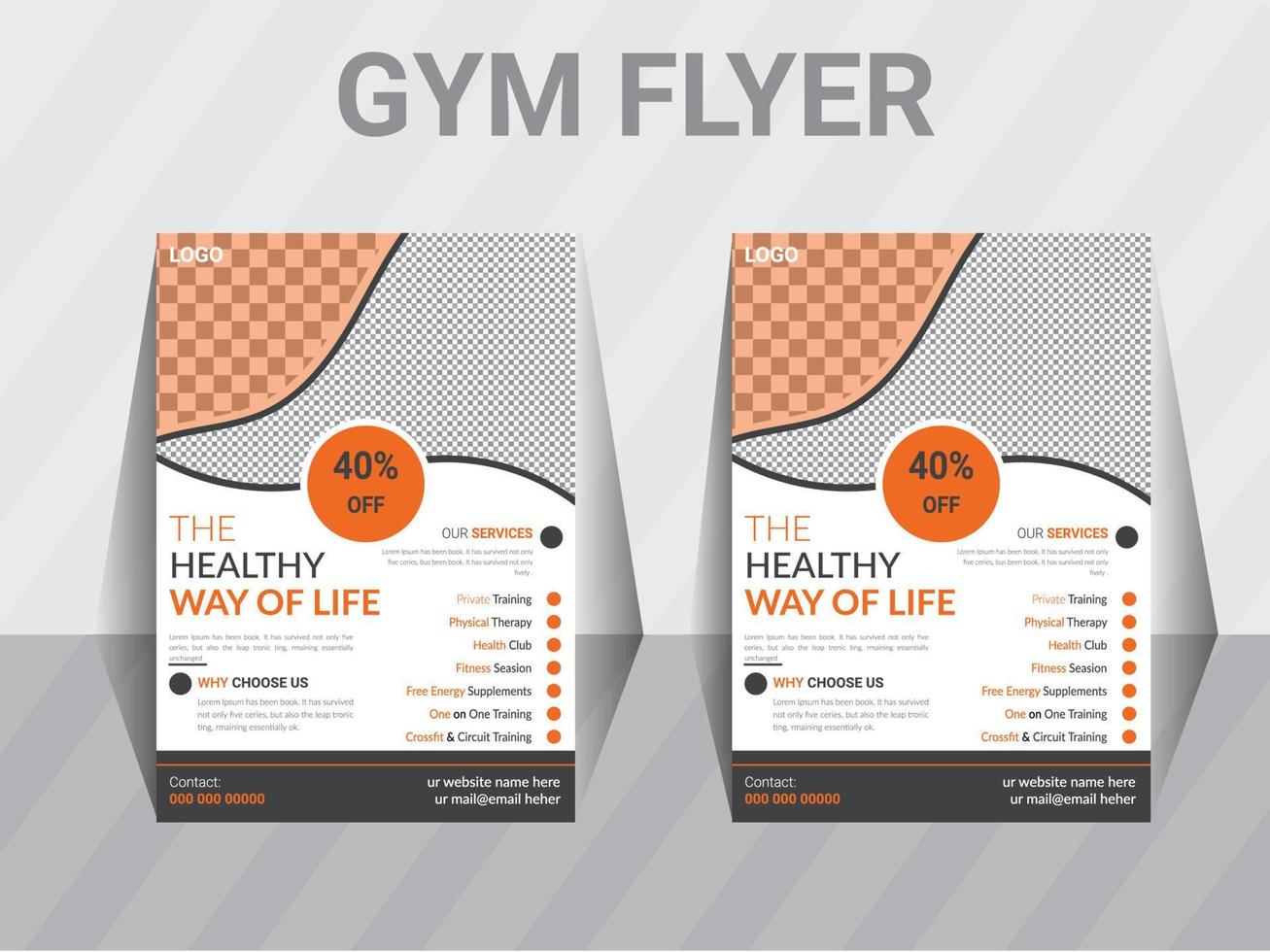 Gym fitness flyer design template. vector sports flyer design layout.