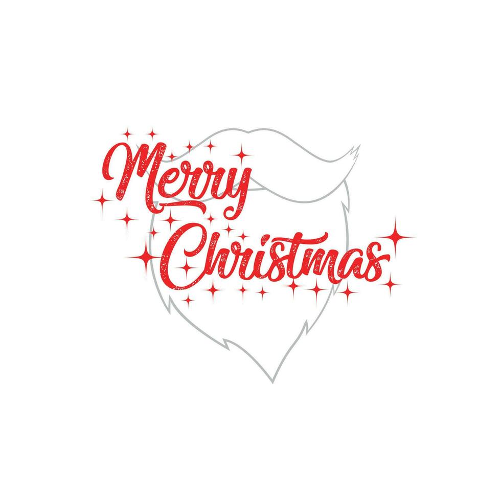 tarjeta de felicitación de tipografía de feliz navidad con bigote y barba blanca de santa claus. vector