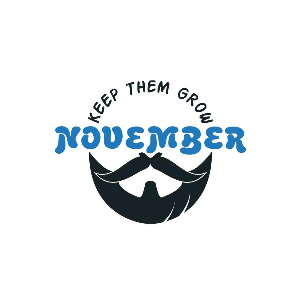 November cancer awareness Vector icon. Mustache and hand lettering text symbolize. Vector poster or banner for no shave social solidarity November event against man prostate cancer campaign.
