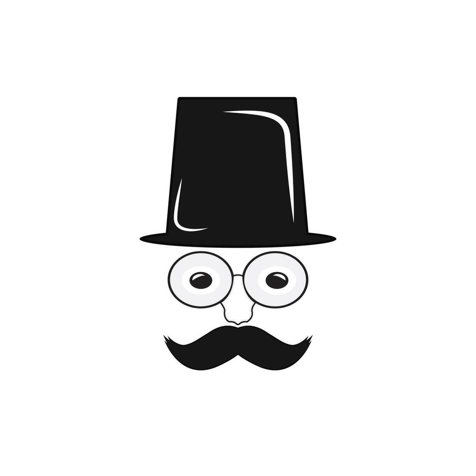 Man with a mustache in hat. vector design of a man with mustache and hat.