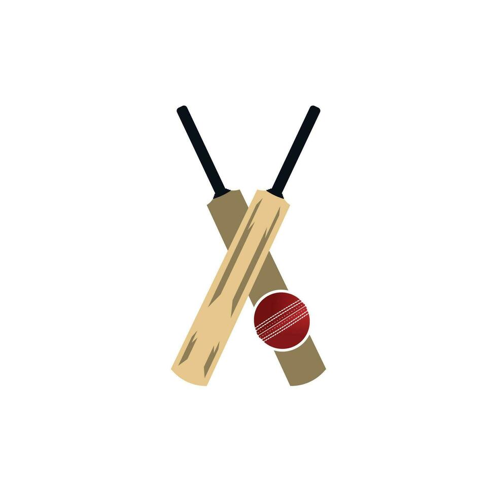 ilustración de bate y pelota de cricket. bate de madera, juego, actividad de ocio. concepto de deporte vector