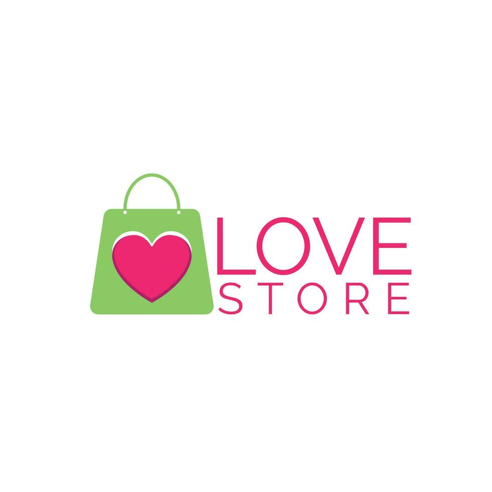 bolsa de compras y diseño de logotipo de vector de icono de corazón. símbolo del día de san valentín. elemento de plantilla de diseño de logotipo. ilustración vectorial