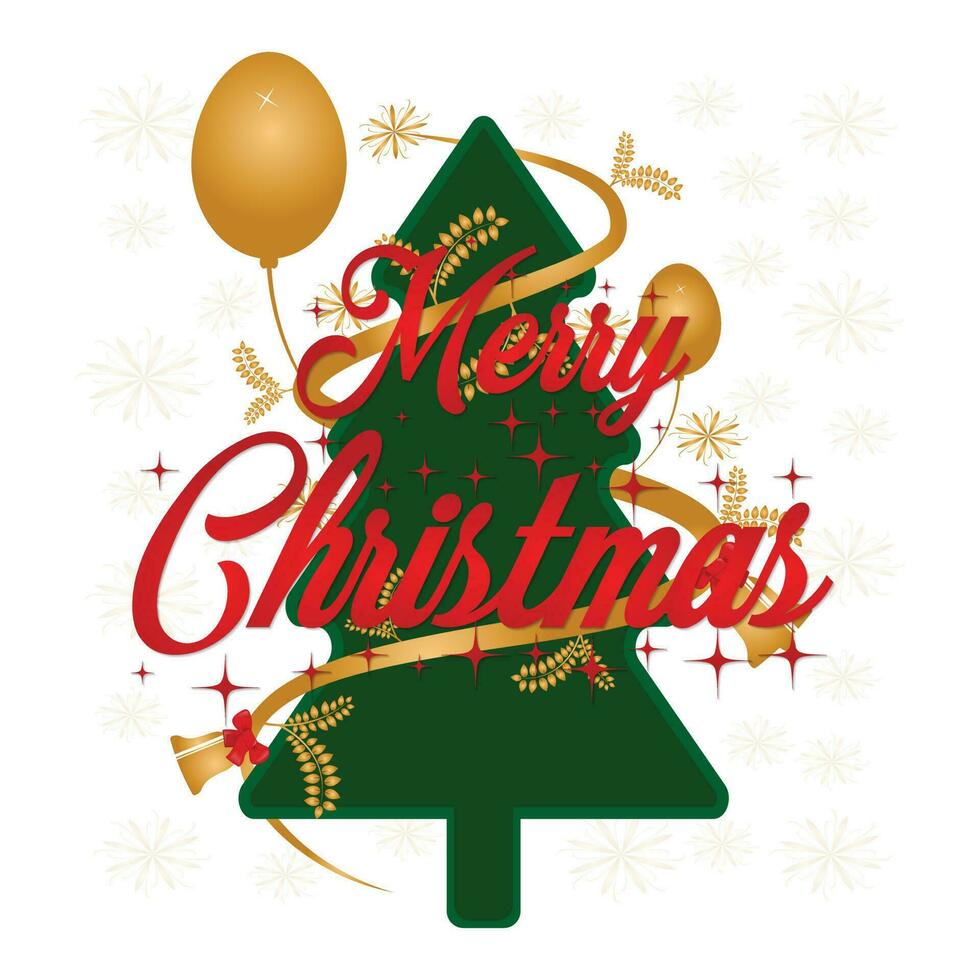 Merry Christmas Tree Vector Design.