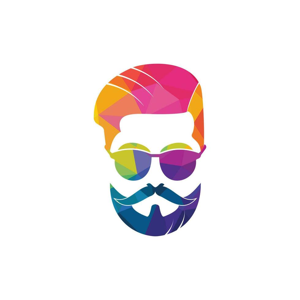 hombre con barba hipster barbería vector emblema. cara de hombre barbudo, personaje hipster.