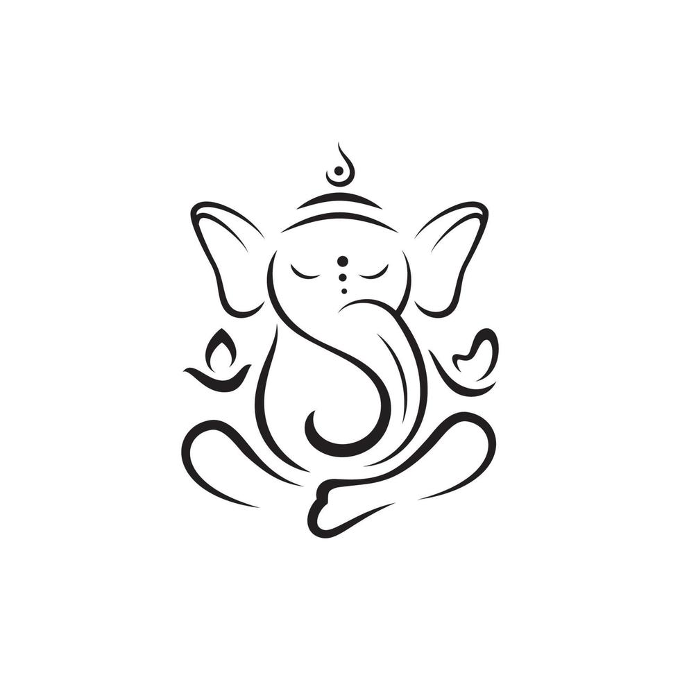 Ilustración de diseño de icono de vector de ganesha