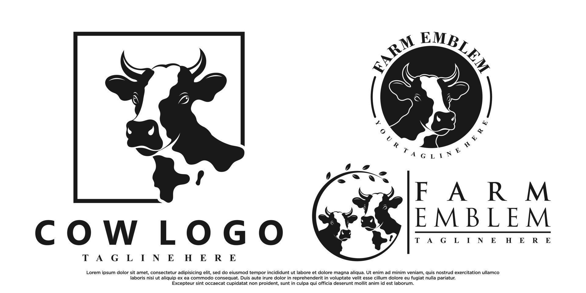 Abstact cow icon set logo design with creative concept Premium Vector