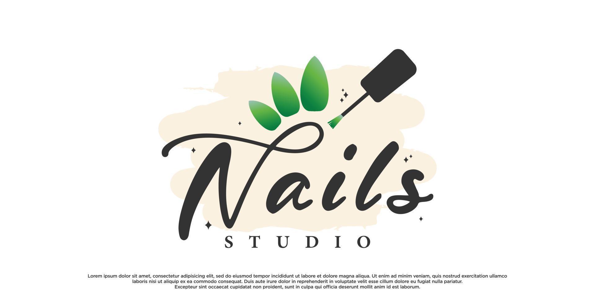 Nail art or nail polish for beauty logo design with unique concept Premium Vector