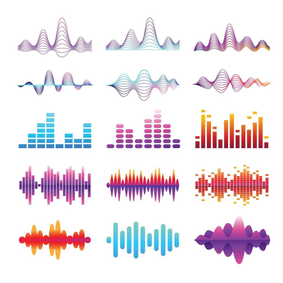 Sound Wave Gradient Cotor icon Ser vector