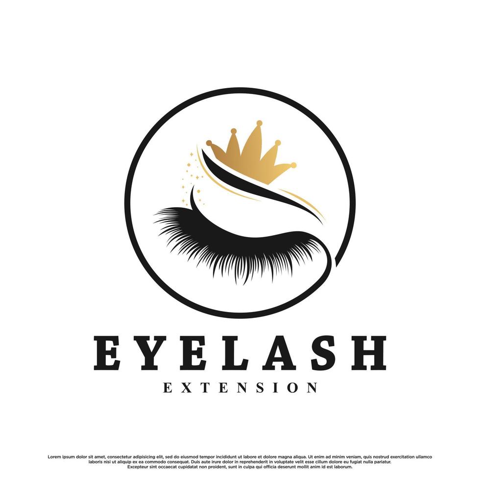 Queen lashes for beauty logo design with creative unique concept Premium Vector