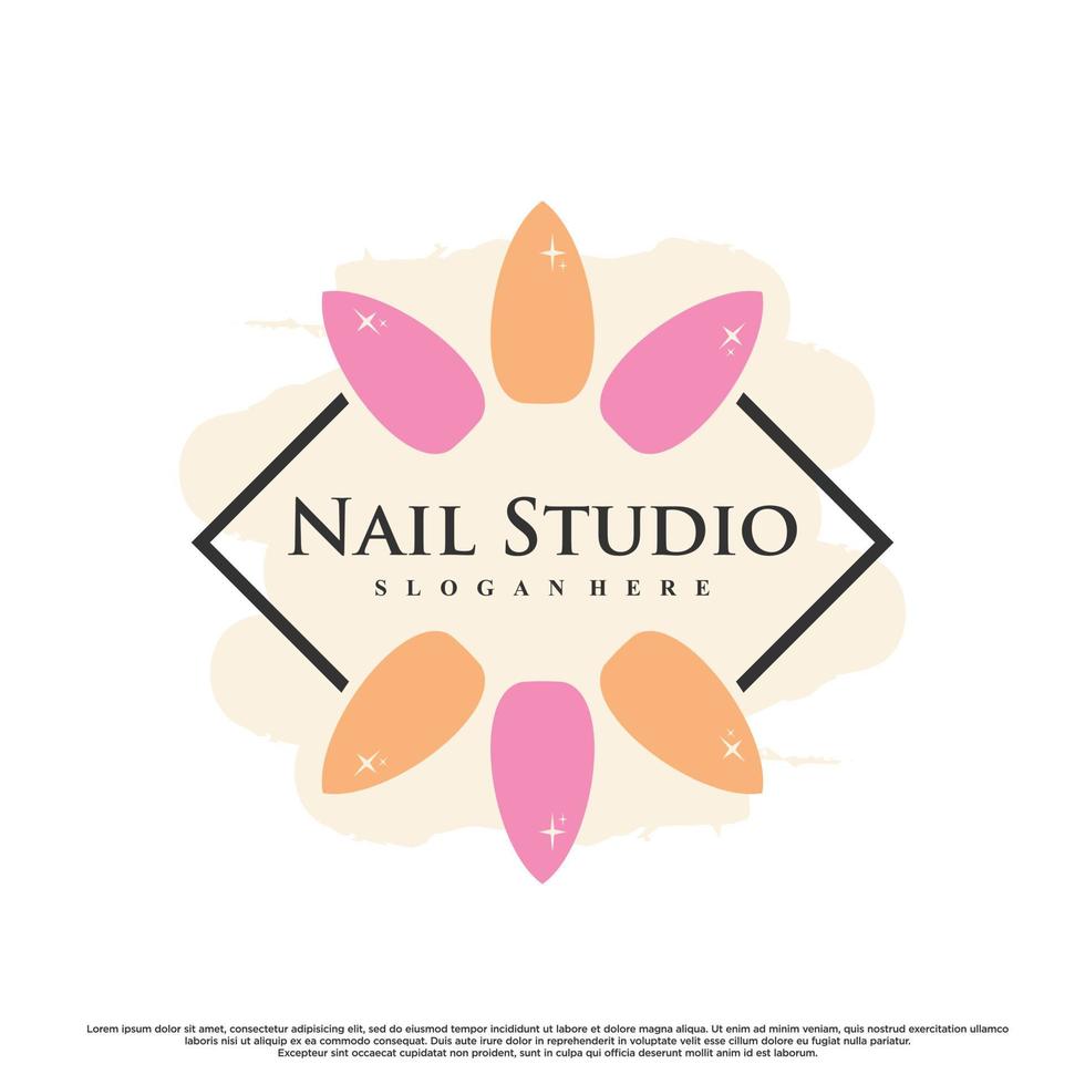 Nail art or nail polish for beauty logo design with unique concept Premium Vector