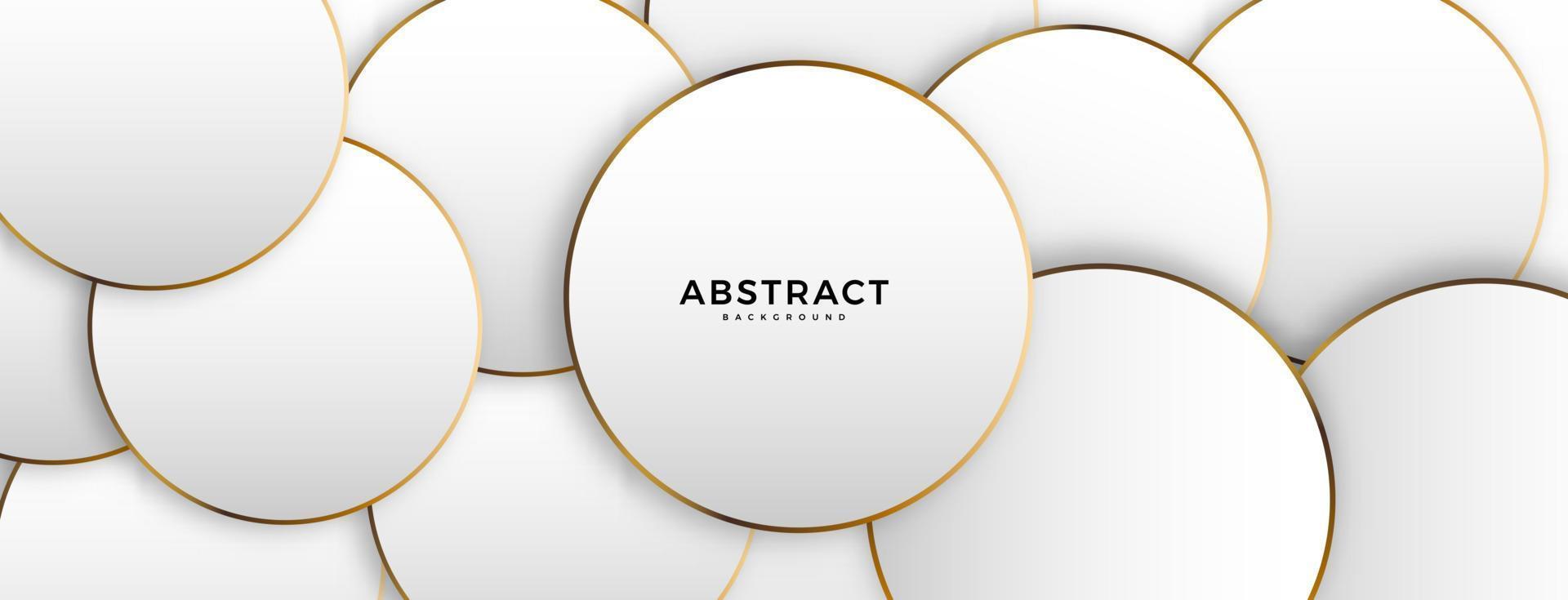 geometric abstract background with white shape and golden outline. Vector banner design