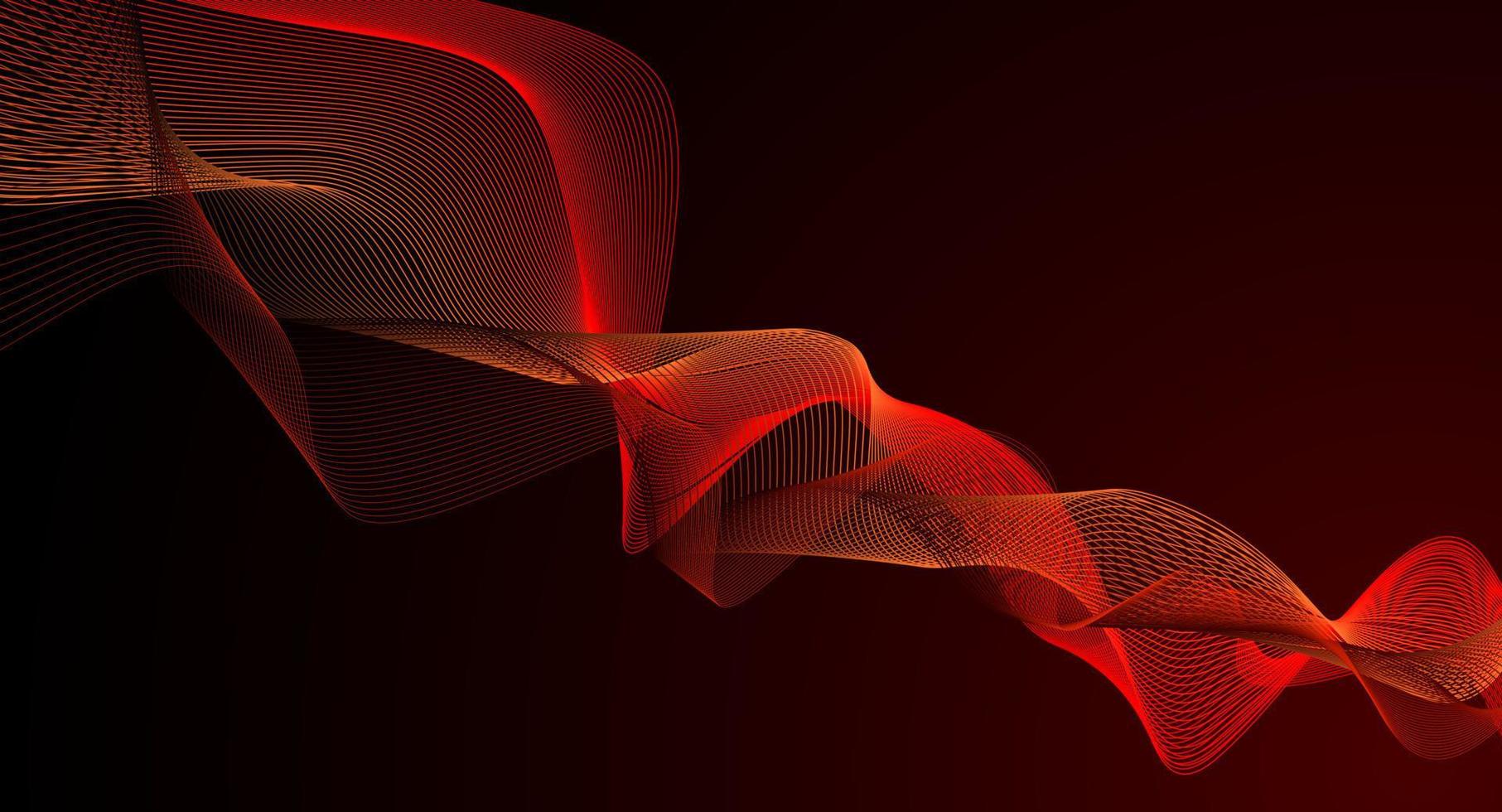 Abstract wave lines motion dark red background presentation template vector