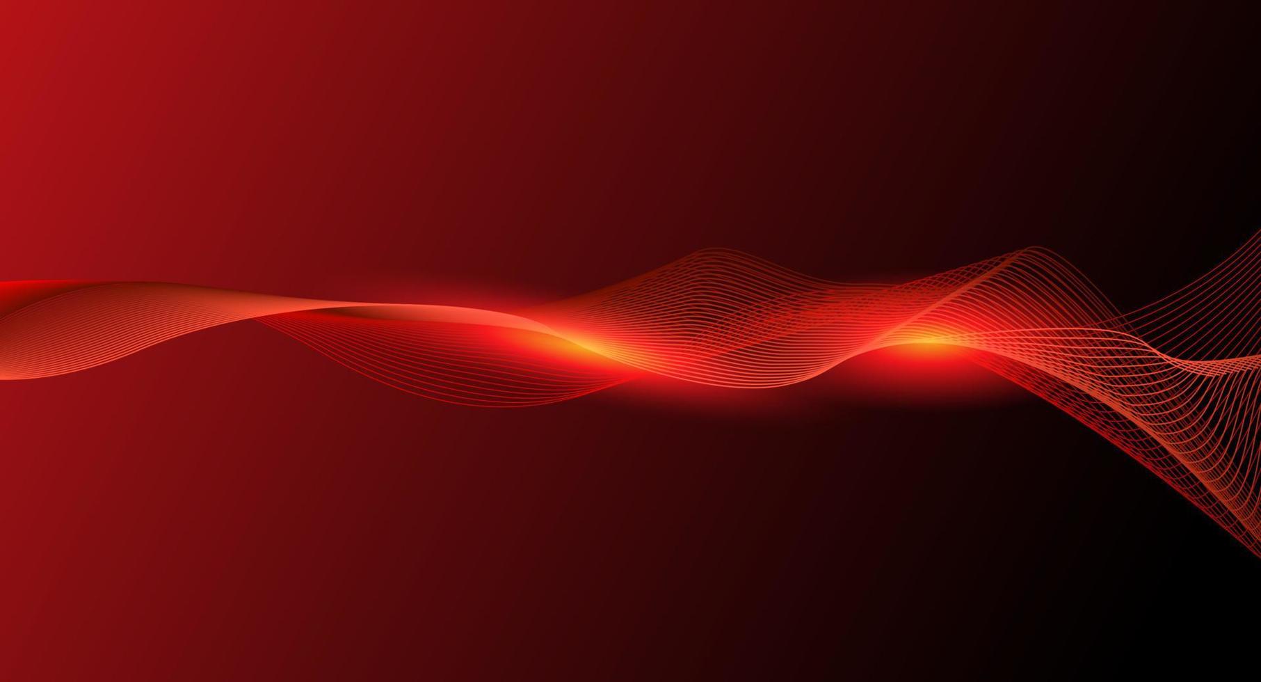 Abstract wave lines motion dark red background presentation template vector