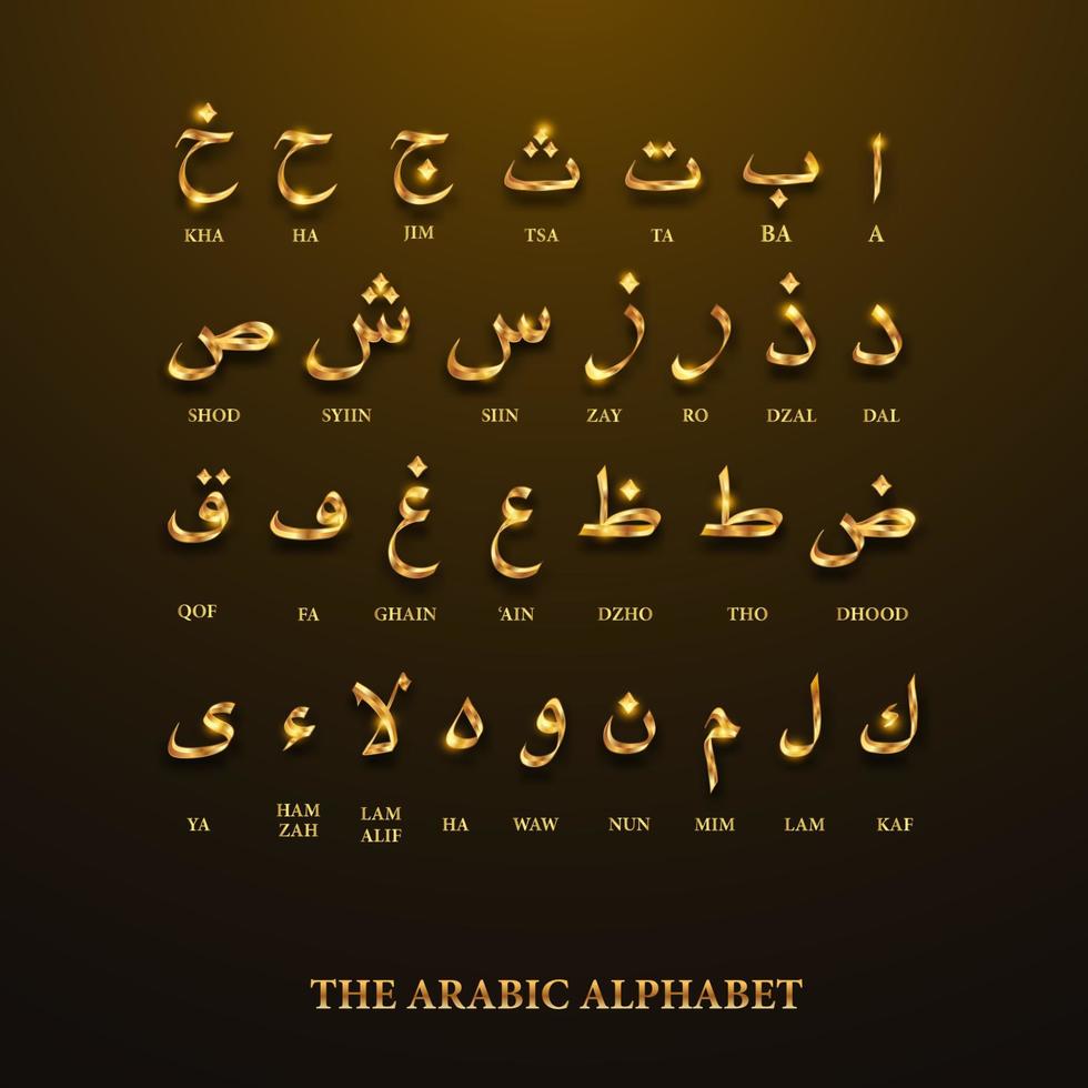 luxury Arabic alphabet education reading, learning. Islamic vector illustration