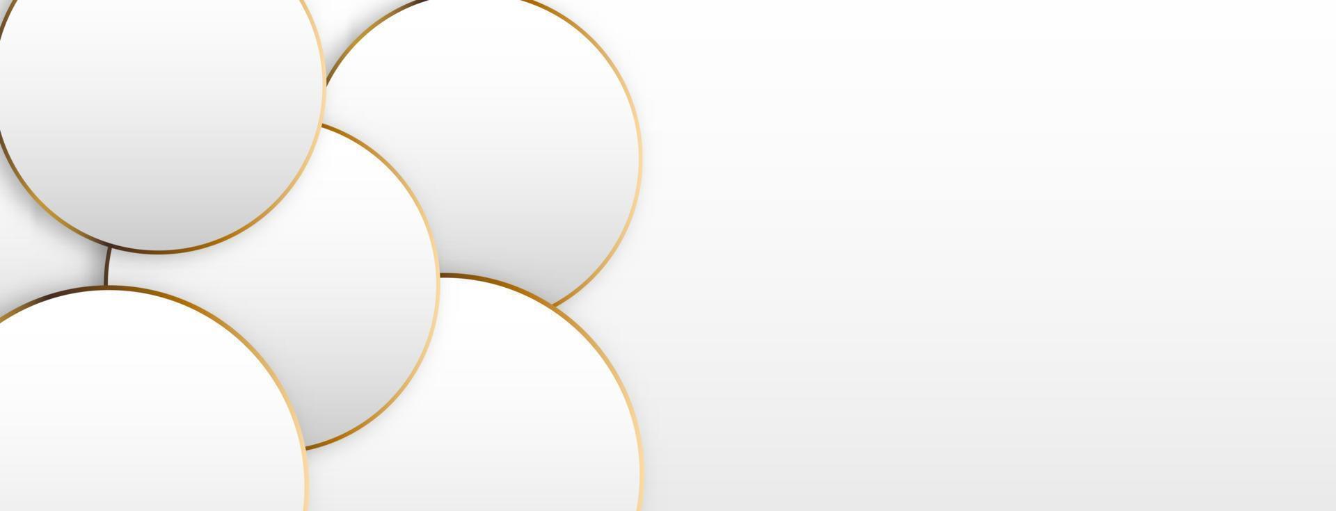 geometric abstract background with white shape and golden outline. Vector banner design