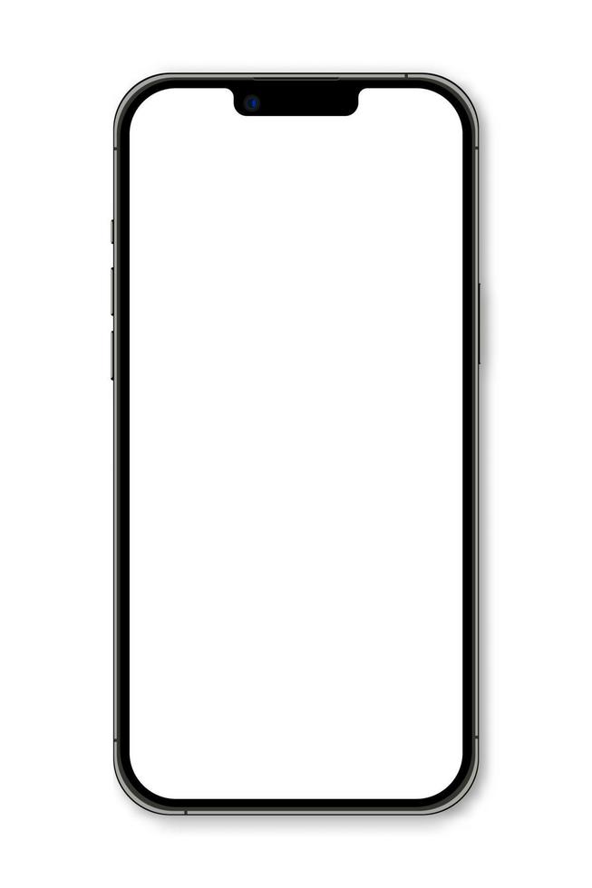 Realistic model smartphone. Smartphone mockup. Device front view. 3D mobile phone with shadow. Vector illustration