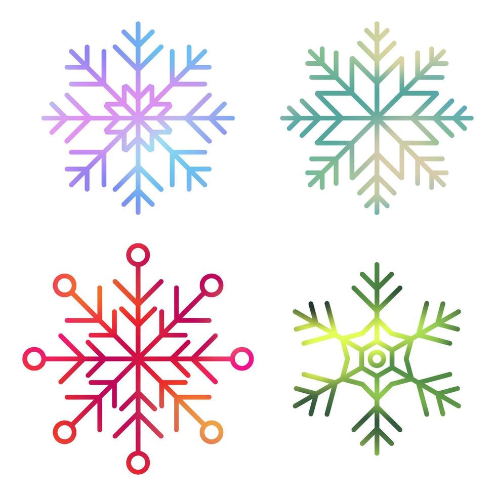 conjunto de copos de nieve de acuarela de vector. colección de copos de nieve artísticos con textura de acuarela. conjunto de copos de nieve. ilustración vectorial vector