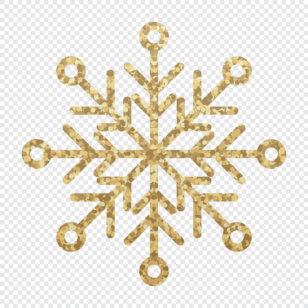 copo de nieve cubierto de brillo dorado. copo de nieve hecho de brillo dorado. copo de nieve de textura de brillo dorado. ilustración vectorial vector