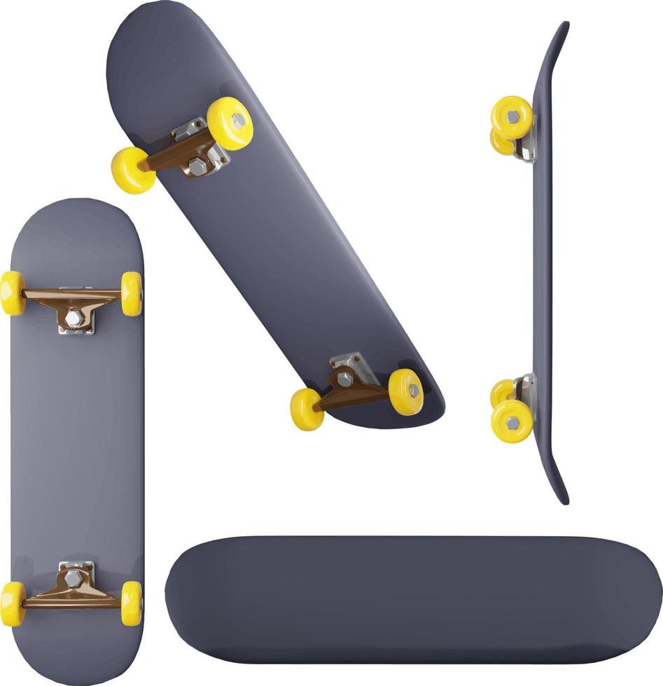 conjunto de iconos 3d de patineta para el sitio web de diseño de aplicaciones, etc. vector