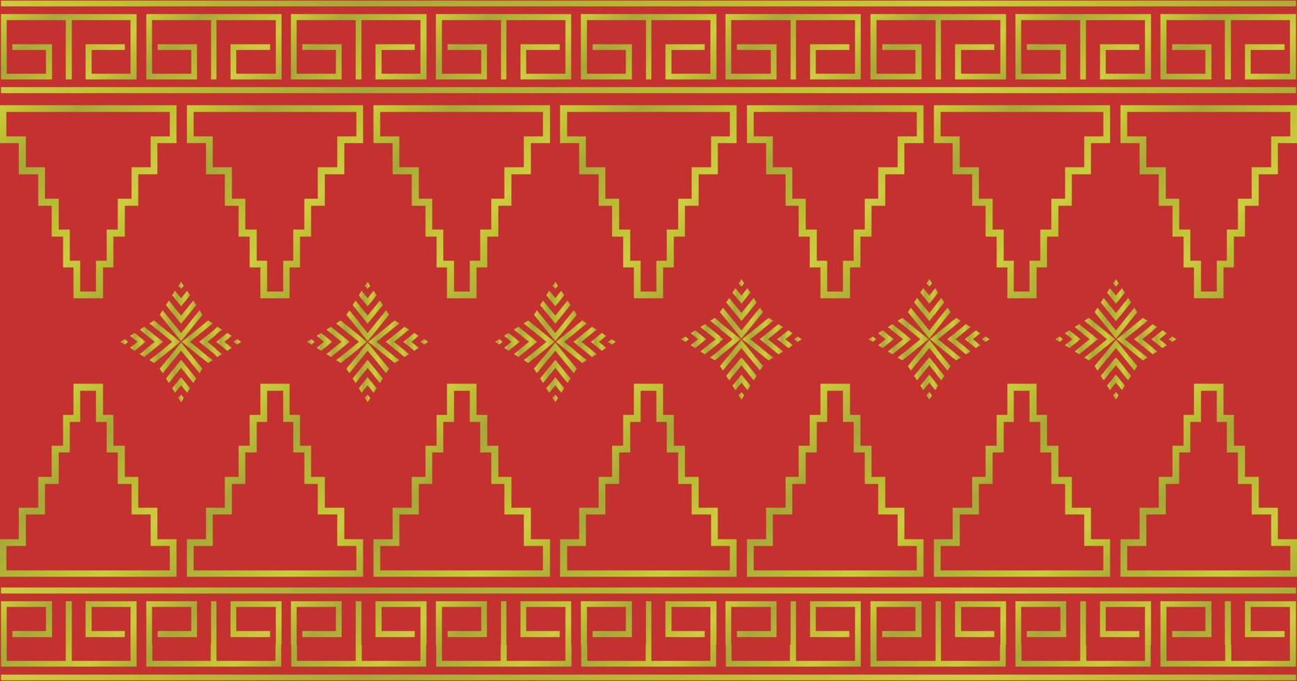 traditional ethnic songket pattern red gold vector