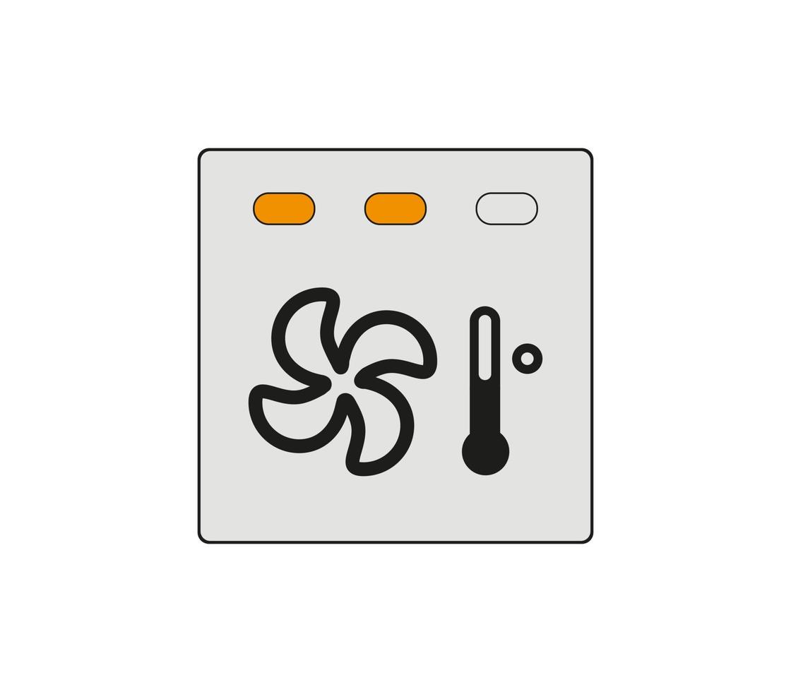 Automobile air conditioning degree fixing button. Car ventilation settings. Modern car sketch dashboard illustration. Editable line icon. vector