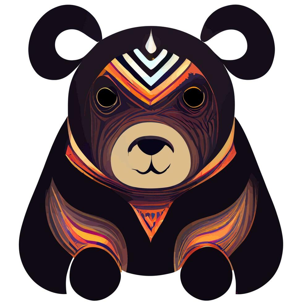 vector de ilustración de oso lindo aislado en blanco con estilo tribal bueno para logotipo o personalizar su diseño