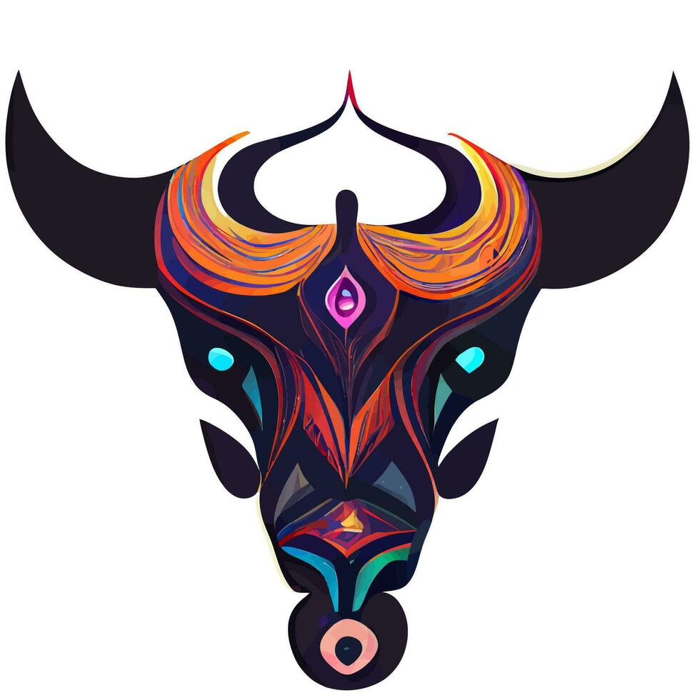 vector de ilustración de toro colorido en estilo tribal aislado en blanco bueno para logotipo o personalizar su diseño