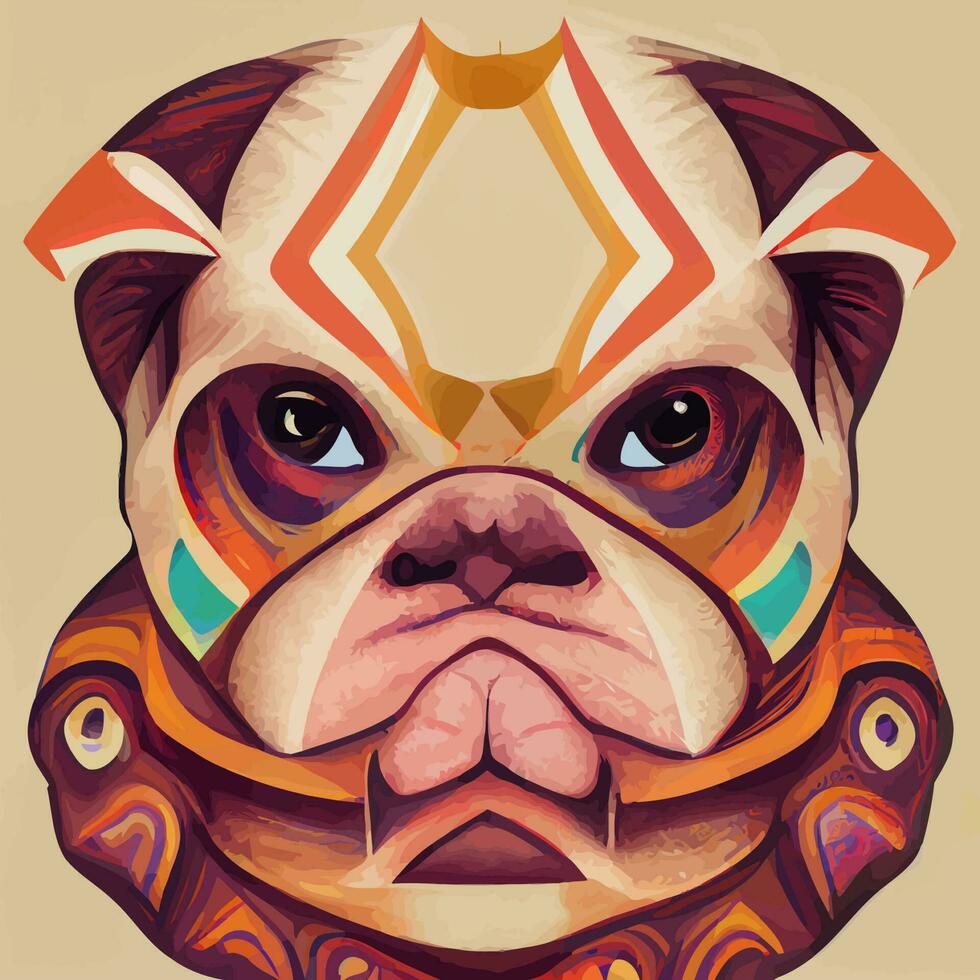 illustration vector of bulldog in tribal hand draw style, image for printing on kid shirt