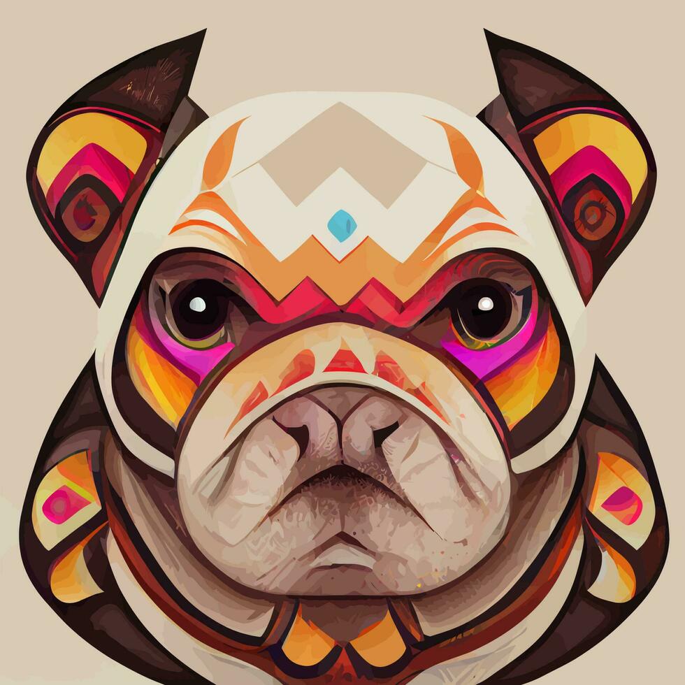 vector de ilustración de bulldog en estilo de dibujo a mano tribal, imagen para imprimir en camisa de niño