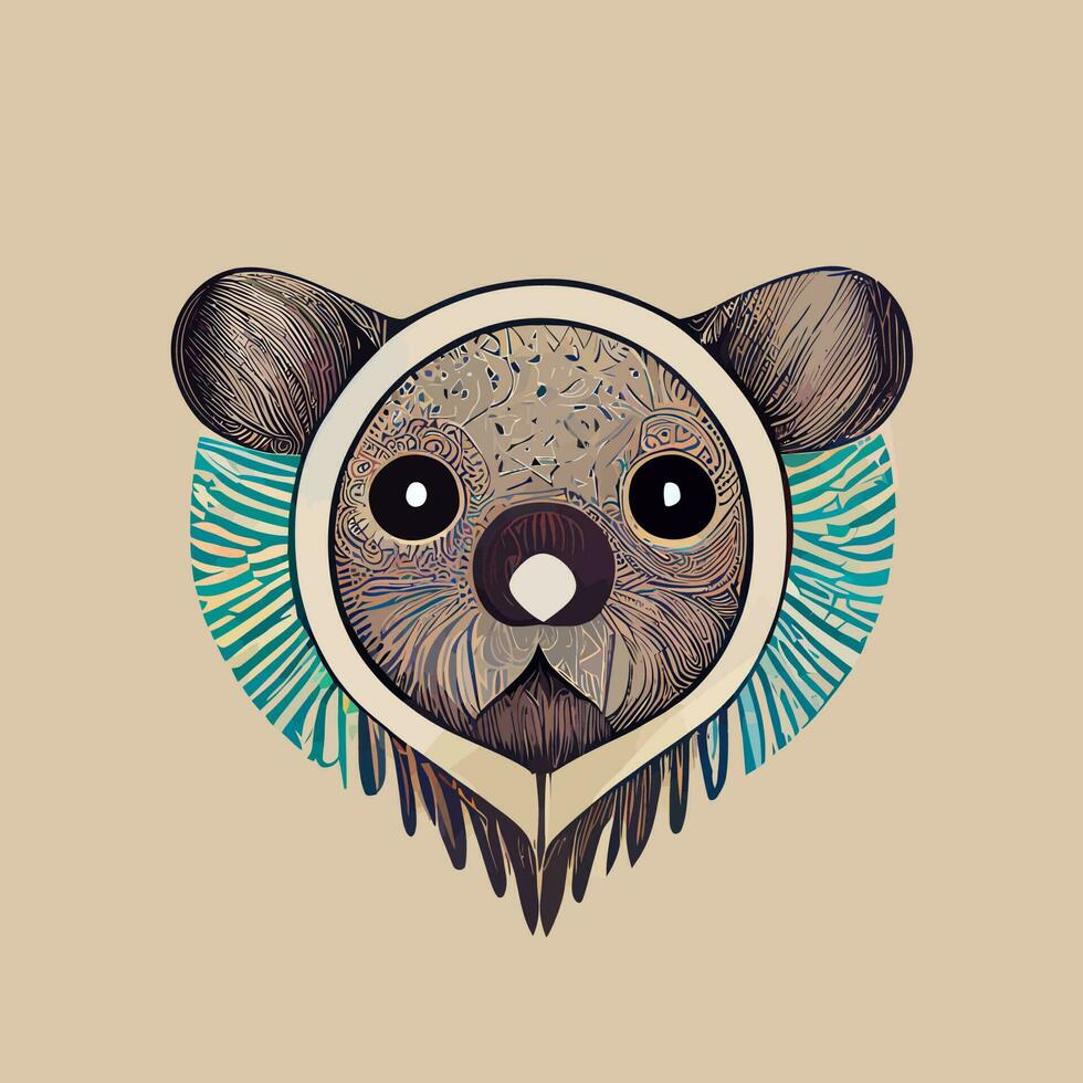 illustration vector of panda in hand draw tribal style perfect for t-shirt, poster or edit and customize your design, card, banner