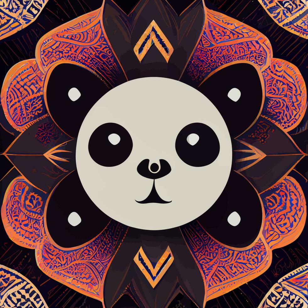 illustration vector graphic of panda in hand draw tribal mandala style perfect for t-shirt, poster or edit and customize your design, card, banner