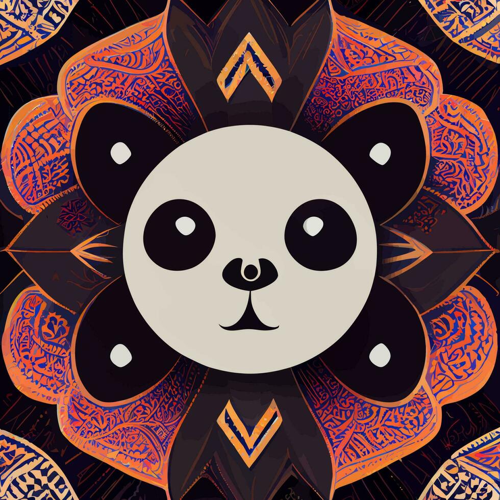 ilustración gráfica vectorial de panda en mano dibujar estilo mandala tribal perfecto para camiseta, afiche o editar y personalizar su diseño, tarjeta, pancarta vector