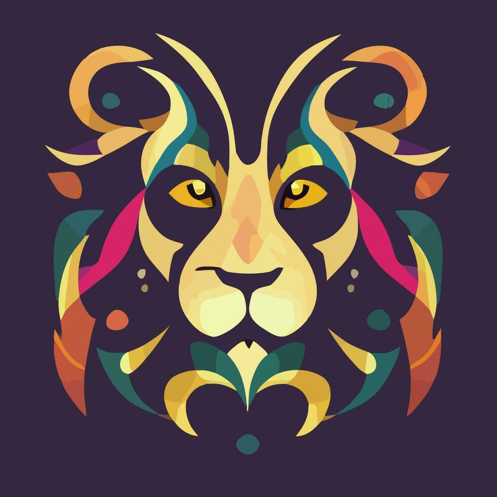 vector de ilustración de león colorido bueno para logotipo, icono, mascota, imprimir o personalizar su diseño