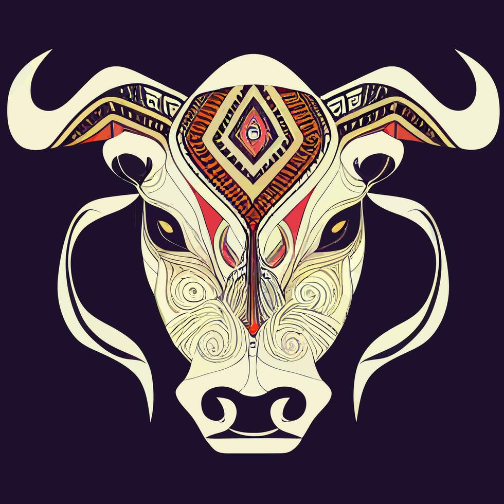 illustration Vector graphic of cow in tribal ethnic style good for logo, icon, mascot, print or customize your design