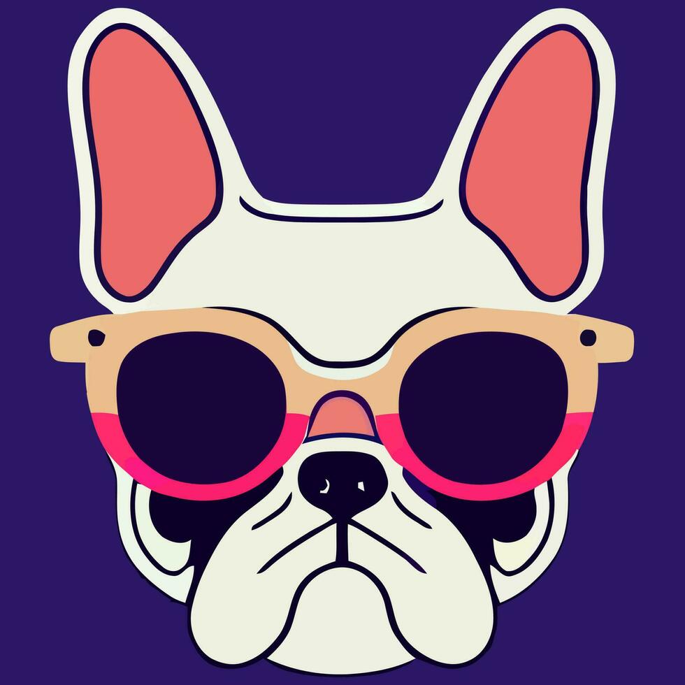 illustration Vector graphic of colorful French bulldog wearing sunglasses isolated good for logo, icon, mascot, print or customize your design