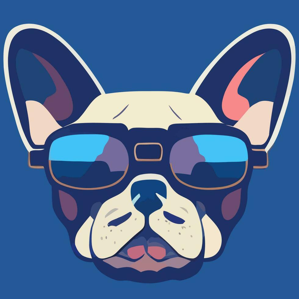 illustration Vector graphic of colorful French bulldog wearing sunglasses isolated good for logo, icon, mascot, print or customize your design